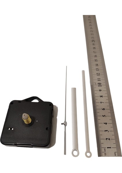 Sessiz Duvar Saat Mekanizması, 16 mm Askılı, Akrep, Yelkovan ve Saniye Uyumlu Gri