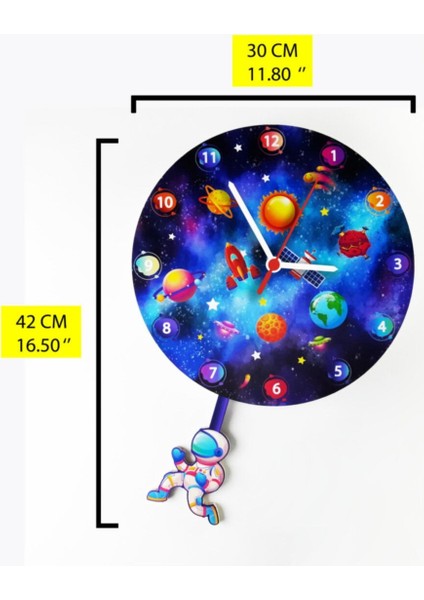 Lacivert Ahşap Uzay Temalı Sarkaçlı Saat, Modern ve Şık Tasarım fiyatları