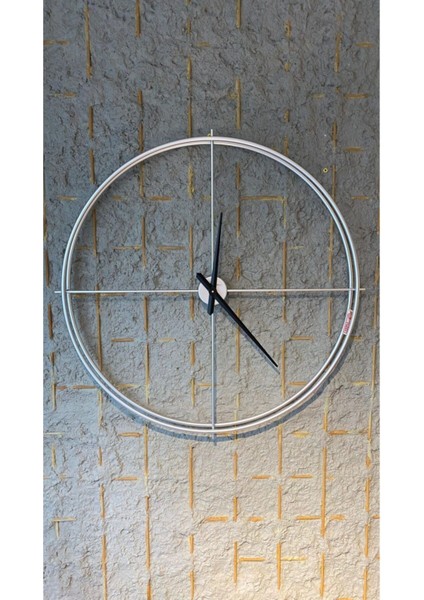 Büyük Boy Metalik Ferforje Iskelet Duvar Saati 950X65MM