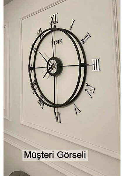 Şık Siyah Metal Duvar Saati, 80 Cm, Isveç Tarzı, Özel Tasarım