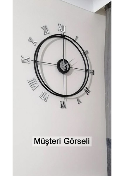Şık Siyah Metal Duvar Saati, 80 Cm, Isveç Tarzı, Özel Tasarım