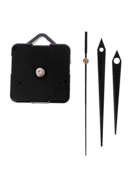 Sessiz Quartz Saat Mekanizması 16MM Seti, Akrep, Yelkovan, Saniye, Siyah