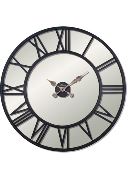 Şık Siyah Ferforje Duvar Saati, 76 Cm, Modern Tasarım