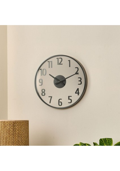 Şık 38 cm Antrasit ve Şeffaf Duvar Saati, Modern Tasarım
