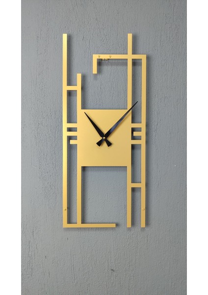Altın Renk Dikdörtgen Metal Duvar Saati, 50X22 Cm, Şık ve Zarif Tasarım fiyatları