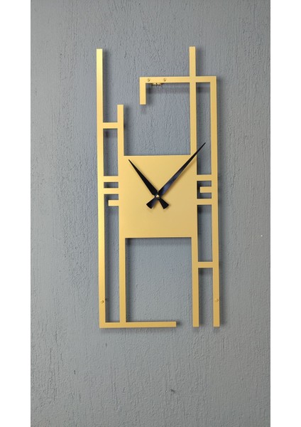 Altın Renk Dikdörtgen Metal Duvar Saati, 50X22 Cm, Şık ve Zarif Tasarım modelleri