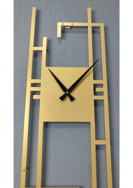 Altın Renk Dikdörtgen Metal Duvar Saati, 50X22 Cm, Şık ve Zarif Tasarım fırsatları