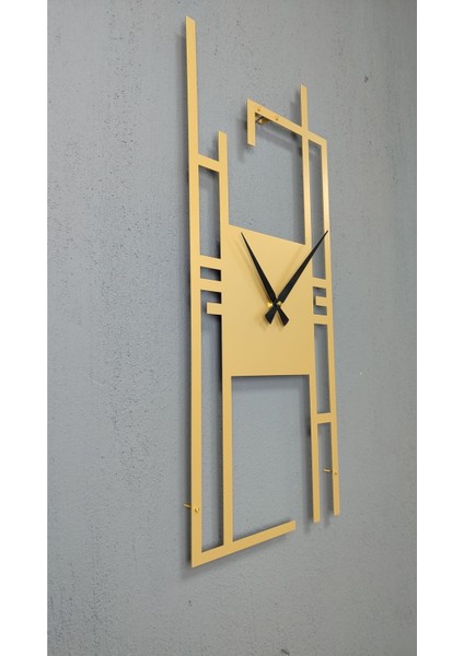 Altın Renk Dikdörtgen Metal Duvar Saati, 50X22 Cm, Şık ve Zarif Tasarım indirimleri