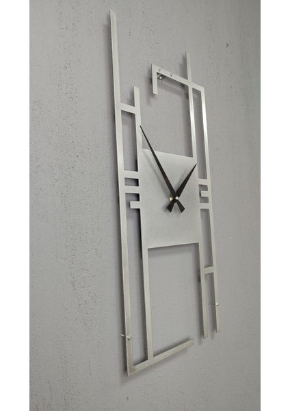 Şık Gümüş Dikdörtgen Metal Duvar Saati, 50X22 Cm, Ev ve Ofis Dekoru fiyatları