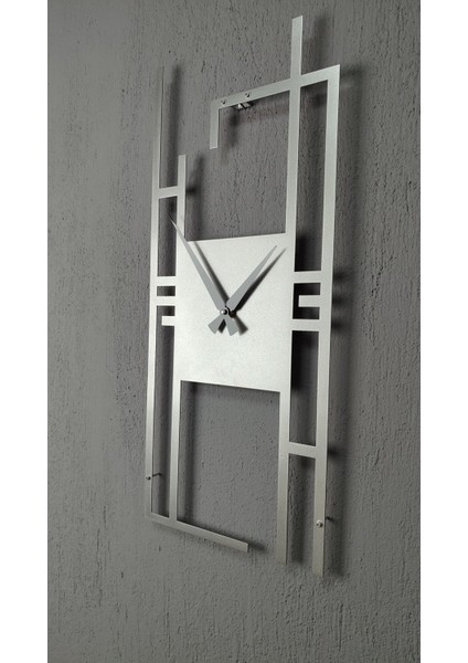 Şık Gümüş Dikdörtgen Metal Duvar Saati, 50X22 Cm, Ev ve Ofis Dekoru modelleri