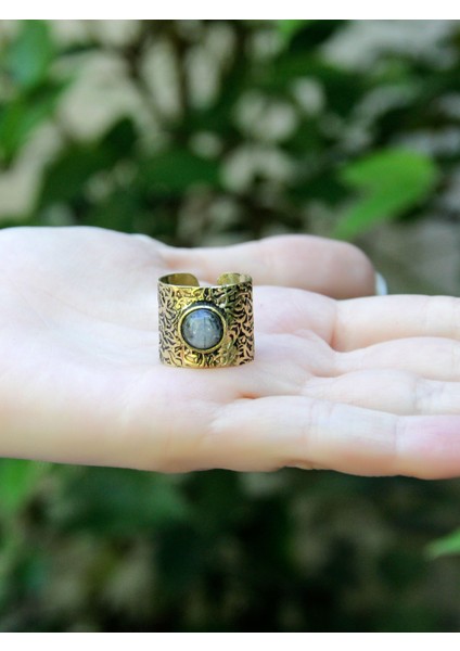 Doğal Taş Rutil Kuvars Doğal Taşlı Ayarlanabilir Antik Kadın Yüzük EUY68RTLK modelleri