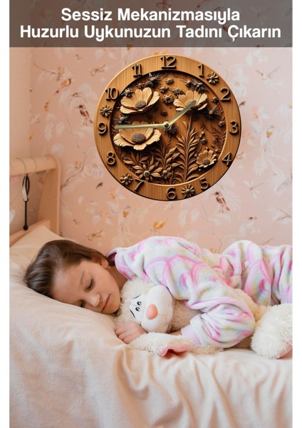 Şık Yuvarlak Ahşap Duvar Saati, Kuvars Hareketli, 3D ve 2d Tasarım fırsatları