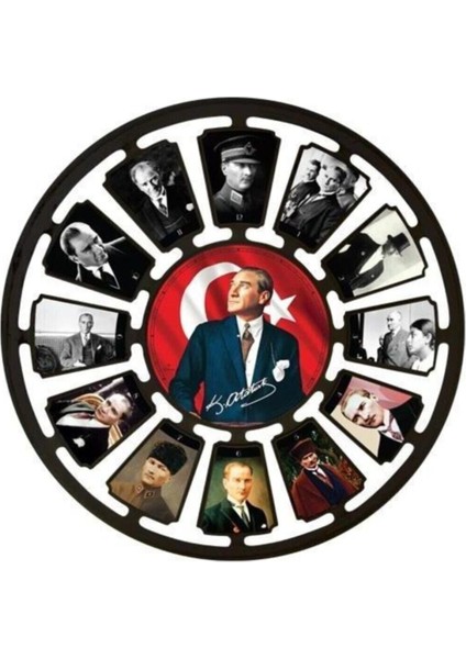 Atatürk Temalı Şık Duvar Saati, Modern ve Şık Tasarım, Güzel Dekorasyon Parçası
