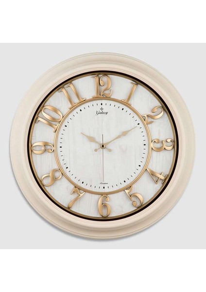 Beyaz 46CM Duvar Saatı, Metal Akrep ve Saniye, Akrilik, Mineral Cam, Kabartma Rakam