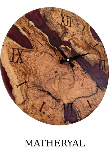 El Yapımı Mavi Epoksi Zeytin Ağacı Ahşap Duvar Saati, Sessiz Mekanizma, 35 cm fiyatları