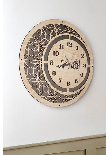 Ahşap ve Aynalı, Dini Motifli Şık Duvar Saati, Modern ve Şık Tasarım fiyatları