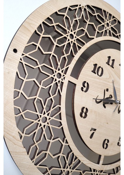 Ahşap ve Aynalı, Dini Motifli Şık Duvar Saati, Modern ve Şık Tasarım modelleri