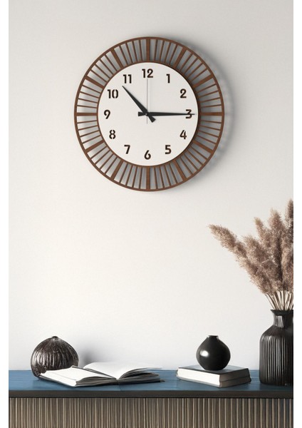Modern Ahşap Duvar Saati, Siyah-Kahverengi, 48CM, Şık ve Stil Sahibi Tasarım