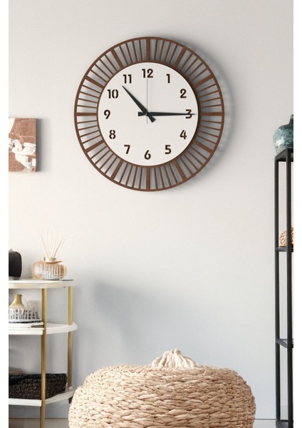 Modern Ahşap Duvar Saati, Siyah-Kahverengi, 48CM, Şık ve Stil Sahibi Tasarım