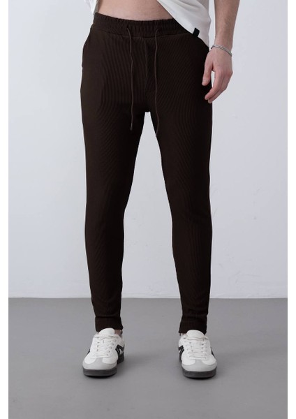 Erkek Fermuar Paça Detaylı Fitilli Jogger