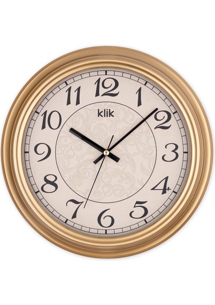 Şık Altın Renkli Klasik Duvar Saati, Zarif ve Estetik Tasarım