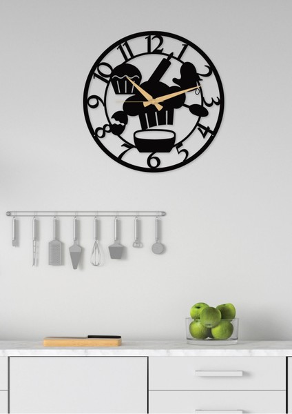 50X50 cm Siyah Rakamlı Metal Duvar Saati, Modern ve Şık Tasarım