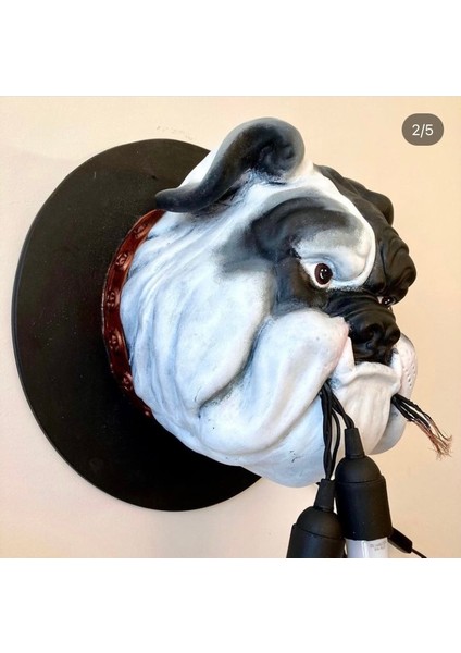 Duvar Buldog Aydınlatma Abajur Siyah Beyaz