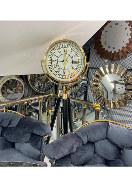 Beyaz Gold Kaplama Üçlü Tripod Ayaklı Şık Saat fiyatları