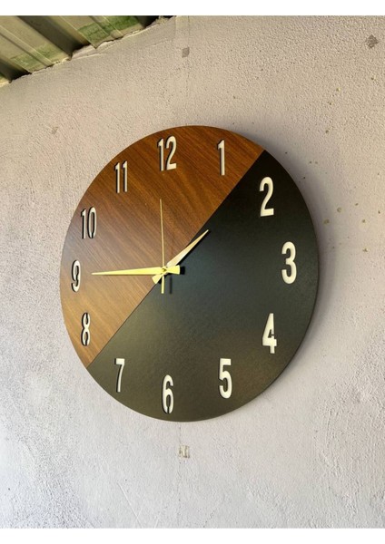 Ahşap Ceviz Desenli Sessiz Duvar Saati 50CM, Şık ve Zarif Tasarım modelleri
