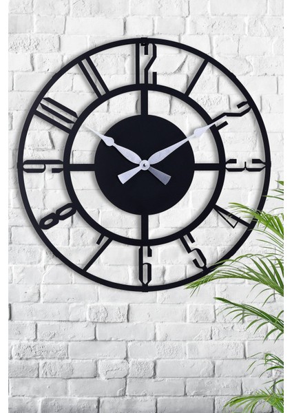 70CM Siyah Metal Duvar Saati, Sessiz Mekanizma, Modern Tasarım