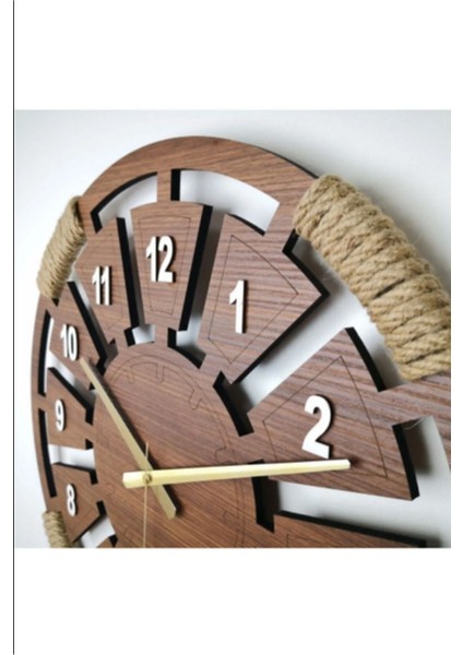 Ahşap Duvar Saati, Ceviz Renk, Halatlı, Sessiz Mekanizma, Dekoratif Tasarım modelleri