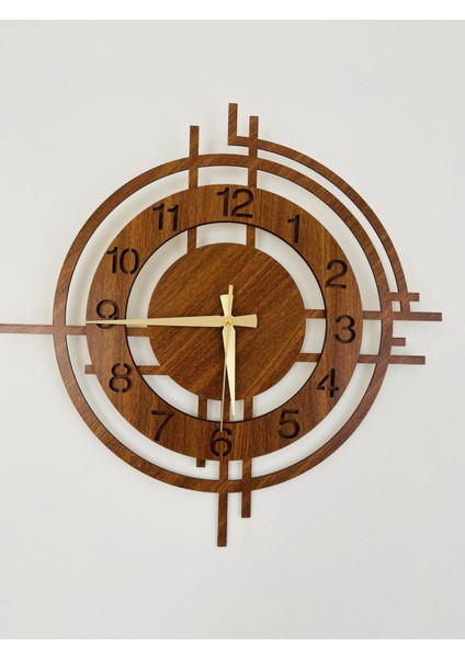 Modern Ahşap 2 Katmanlı Şık ve Hediyelik Duvar Saati 48X48 cm Kahverengi