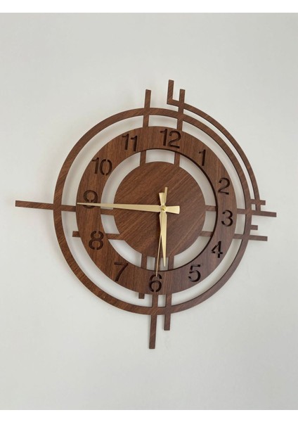 Modern Ahşap 2 Katmanlı Şık ve Hediyelik Duvar Saati 48X48 cm Kahverengi modelleri