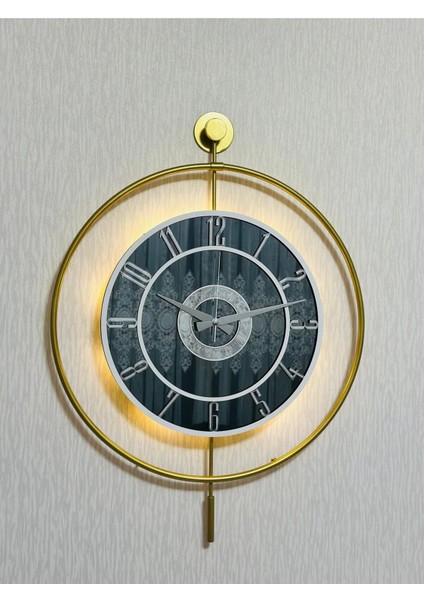 Işıklı Metal Camlı Duvar Saati, 50X70 Cm, Modern Tasarım, Orta Boy fırsatları