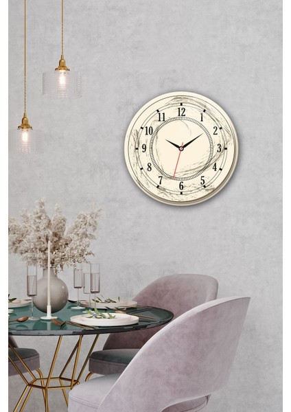 Şeffaf Cam Saat, Klasik Krem Renk, Çap 40CM, Şık ve Zarif Tasarım