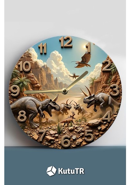 Ahşap Yuvarlak Duvar Saati, Kuvars Hareketli, 3D ve 2d Görünüm, Sessiz Tasarım