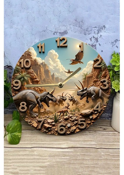 Ahşap Yuvarlak Duvar Saati, Kuvars Hareketli, 3D ve 2d Görünüm, Sessiz Tasarım modelleri