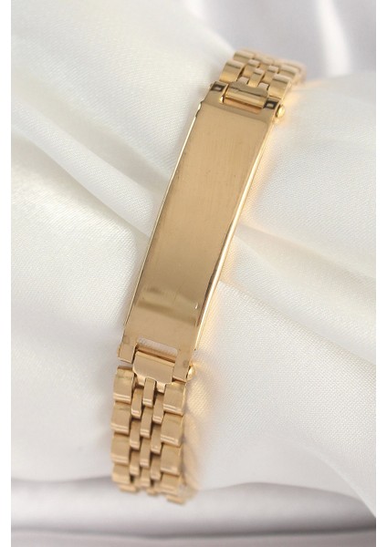 316L Çelik Gold Renk Zincir Künye Model Erkek Bileklik - TJ-EB3719