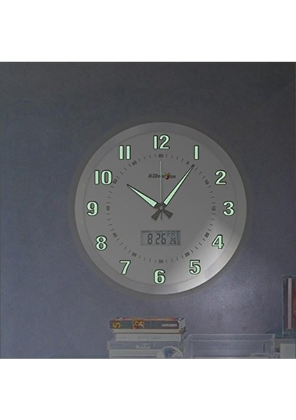40 cm Büyük Aluminyum Duvar Saati, Fosforlu, Sessiz, Saniyeli ve Termometreli modelleri
