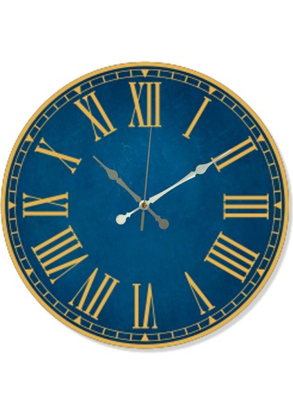 Mavi Uv Baskılı Roma Rakamlı Sessiz Duvar Saati, Şık ve Zarif Dekorasyon Ürünü fiyatları