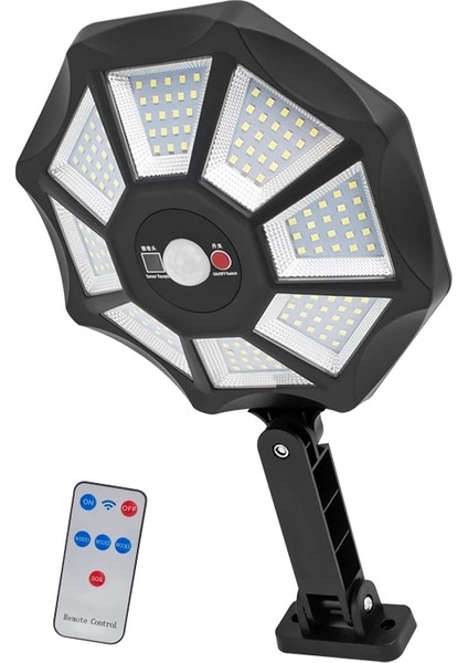 ZB-168A Kumandalı 3 Kademeli 168 Smd Ledli Sensörlü Beyaz Solar Aydınlatma (4172)