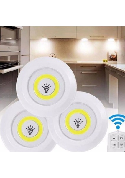 Uzaktan Kumandalı 3 Lü Spot LED Lamba Kablosuz Pilli Işıldak