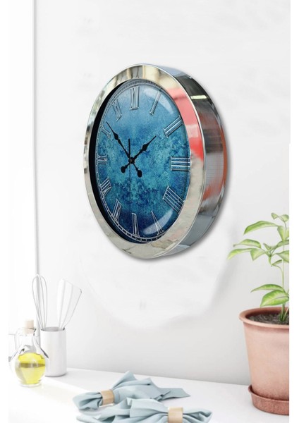 Krom Metal 36 cm Şık Duvar Saati - Modern ve Zarif Dekorasyon Parçası fiyatları