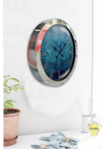 Krom Metal 36 cm Şık Duvar Saati - Modern ve Zarif Dekorasyon Parçası modelleri