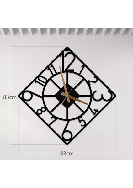 Şık Metal Duvar Saati, Türkçe Rakamlar, 83X83CM, Siyah Renk fiyatları
