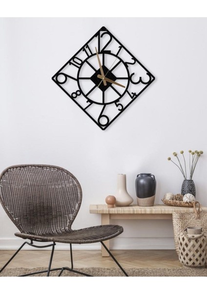Şık Metal Duvar Saati, Türkçe Rakamlar, 83X83CM, Siyah Renk modelleri