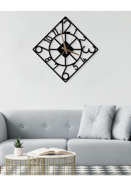 Şık Metal Duvar Saati, Türkçe Rakamlar, 83X83CM, Siyah Renk fırsatları