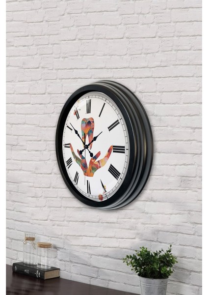 40CM Siyah Metal Eskitme Duvar Saati, Şık ve Modern Dekorasyon Için Ideal Seçim fiyatları