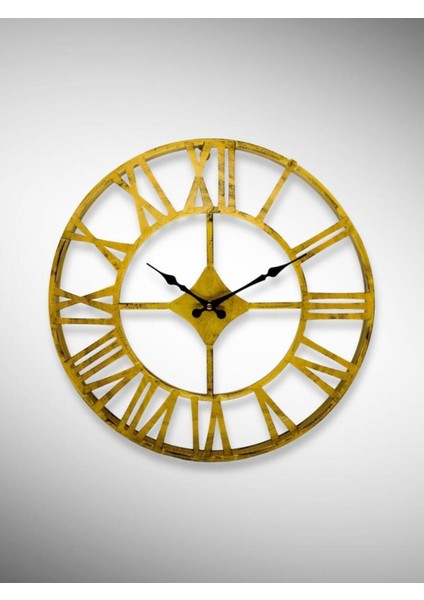 Şık Metal Duvar Saati 30 Cm, Roma Rakamları, Gold Tasarım