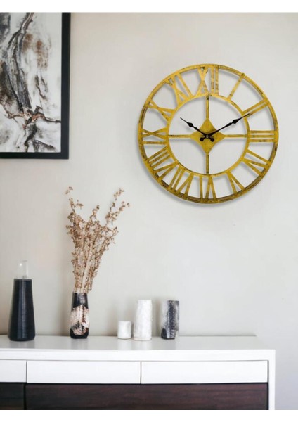 Şık Metal Duvar Saati 30 Cm, Roma Rakamları, Gold Tasarım modelleri